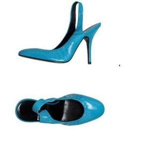 NIB $930 Pierre Hardy Turquoise blue kid leather slingbacks  Size IT 38.5 US 7.5